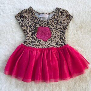 Bonnie Baby Leopard Print Pink Tulle Dress Girl's Size 18 months
